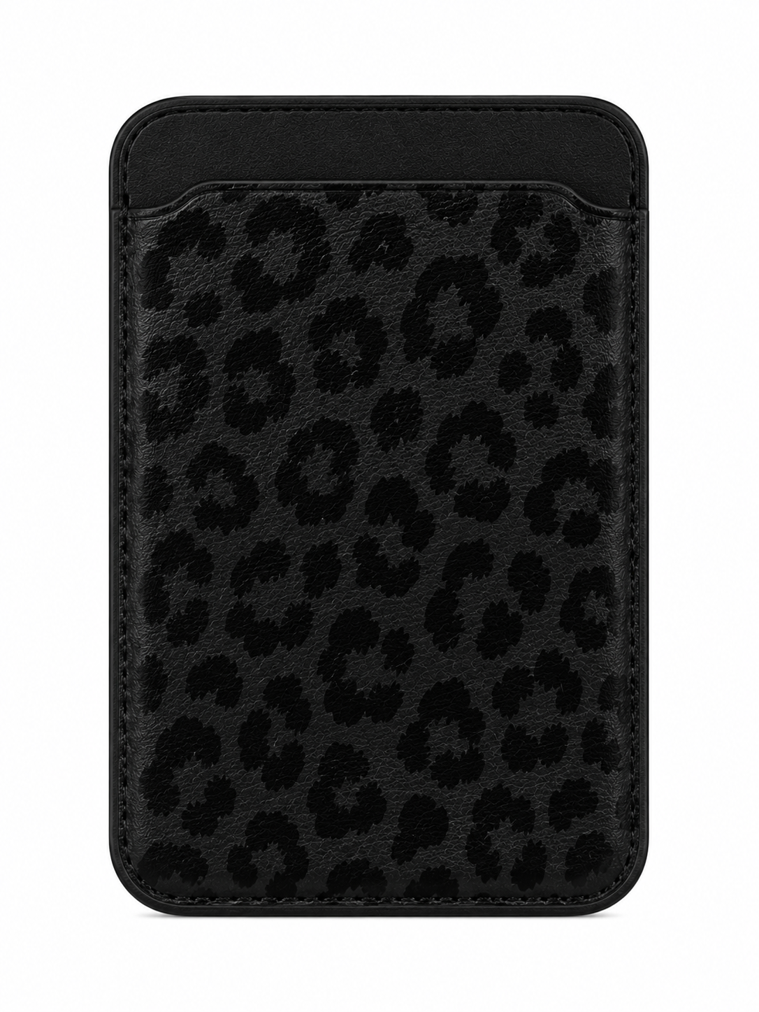 Siyah Leopar Desenli MagSafe Cüzdan